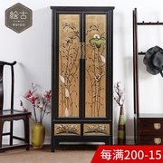 中式实木单人衣柜仿古手绘榆木，整装2门衣橱立柜新古典(新古典)家具可定制