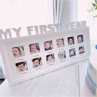 宝宝成长记录相框儿童周岁生日摆台纪念日相册礼物ins照片墙定制