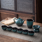 韩恬繁松石绿茶具套装家用简约整套泡茶复古创意侧把功夫茶杯茶壶