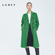 LANCY/朗姿羊毛大衣女2022冬季收腰显瘦双排扣双面呢女士外套