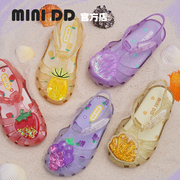 minidd儿童罗马鞋可爱立体水果，宝宝鞋子魔术，贴防水沙滩男童凉鞋