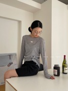 moment2024春季韩版chic设计感小众假两件背心T恤圆领上衣女