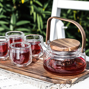 家用泡花茶杯套装花果茶壶，煮过滤水果茶耐热玻璃，壶可明火下午茶具