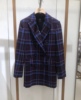 22秋款紫色格纹双排扣h型羊毛，西装外套egfaq1196a-2599
