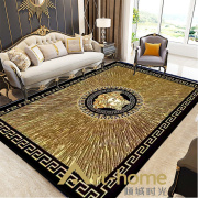 欧式轻奢地毯客厅沙发茶几毯卧室床边毯黑金色方形圆形地垫进门垫