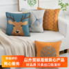 科技布橙色轻奢刺绣抱枕套不含芯正方北欧风沙发抱枕靠垫客厅靠枕
