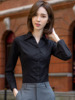 黑色衬衫女职业干练正装气质长袖，小众设计感衬衣工服优雅春秋衬衫