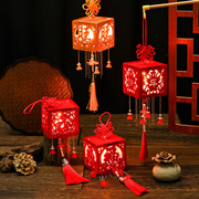 中式古风木质宫灯diy材料包手提发光花窗灯笼元宵元旦新春节