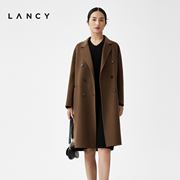 lancy朗姿2023秋冬翻领，羊毛羊绒毛呢外套，女宽松双面呢高级