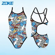 zoke洲克儿童泳衣女童女孩小童，速干中大童竞速专业训练比赛游泳衣
