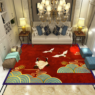 新中式地毯客厅国风卧室床边毯茶桌地垫仙鹤，奢华回纹宫廷古典祥云
