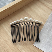 手工缠线贝壳白珍珠(白珍珠，)发梳防滑插梳发夹，碎发卡子盘发头饰发插刘海梳