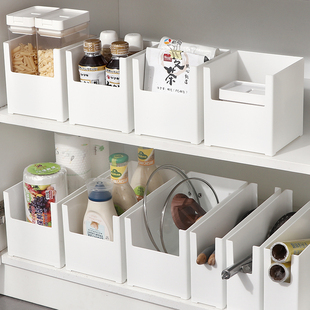 厨房收纳盒橱柜厨具收纳整理塑料长方形储物盒日式桌面杂物收纳筐
