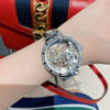 女士机械手表钢带镂空手表，潮流水钻气质时尚防水腕表女