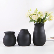 定制陶瓷花瓶三件套复古美式工艺品摆件桌面迷你陶瓷小花器询价
