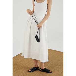 SOFTMOON 时髦气质 小众设计高级感显瘦显白长裙无袖拼接连衣裙