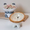 ZOO高脚陶瓷猫碗宠物碗斜口护颈卡通动物碗摆件陶瓷收纳盒