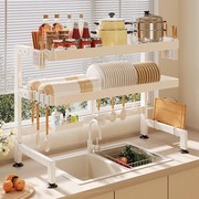 白色厨房水槽置物架多功能碗碟收纳架台面水池上放碗盘碗架沥水架
