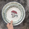 浮雕叶子边蘑菇陶瓷大小盘子精美菜盘家用西餐具手绘釉下彩牛排盘