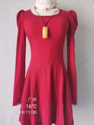 2023春装装打底长袖时螺纹棉包臀修身显瘦大红色连衣裙