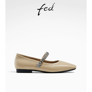 fed中口单鞋秋季女鞋，优雅法式方头，粗跟单鞋女款r0728-zcb035