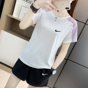品牌冰丝T恤女夏季薄款透气短袖上衣运动打底衫跑步健身速干体恤