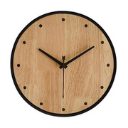 北欧极简约原木风时钟日式免打孔静音艺术钟表现代轻奢实木质挂钟