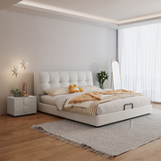现代简约皮床轻奢主卧室软包婚床1.5米1.8米储物科技布艺双人大床