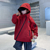 男童秋冬装工装派克棉服，2024中大儿童，冬季加厚冲锋衣夹棉外套