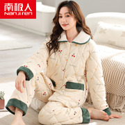 睡衣冬季女款三层夹棉纯棉加绒加厚冬天湖南省服棉袄家居服秋冬款