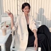 白色西装外套女2022年春秋季韩版宽松小个子女装修身小西服潮