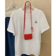 四季青广州十三行女装韩国货上衣设计感前背后印花短袖正肩T恤夏