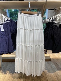 BM白色半身裙夏季纯色百搭长裙短裙蛋糕裙女lizzy skirt
