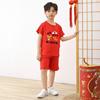 周岁宝(周岁宝)服装大红色，男童一短袖套装夏6006短袖季周礼服婴儿衣宝服男