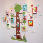 儿童照片墙实木7寸相片框挂墙创意组合卡通可爱幼儿园宝宝相片墙