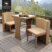 户外编藤桌椅组合庭院小桌子藤椅三件套阳台休闲套装花园室外露台