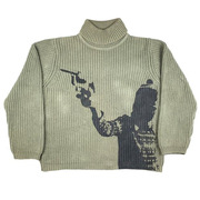 男女秋冬套头毛衣欧美嘻哈宽松高领哥特式原宿街头针织衫sweater
