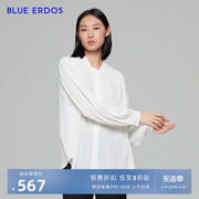 BLUE ERDOS女装 春夏简约通勤舒适立领气质白色衬衫女上衣