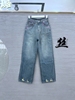 jeans夏季fashion可可，江南6574牛仔裤女油漆，破洞窄版直筒裤