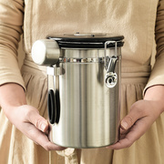 不锈钢咖啡豆保存罐，真空单向排气咖啡粉密封罐奶粉，储存收纳储豆罐