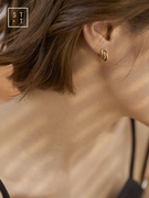 沈太太S925纯银个性三圆耳扣女学生冷淡风创意耳钉高级感耳环耳饰