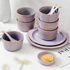 北欧风格陶瓷餐具套装家用饭碗面碗创意少女心浅紫色汤盘子马克杯