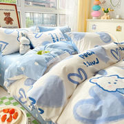 桃薇ins卡通风全棉床上四件套，纯棉床单被套儿童，宿舍床品套件床笠