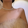 迪丽热巴同款珍珠项链女个性，复古优雅名媛choker锁骨链短款颈链潮