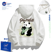 NASA联名早秋大熊猫卫衣女2023潮牌百搭原创简约白色连帽外套