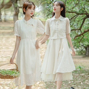 夏季2023新中式汉服元素，复古国风改良版裙子，姐妹闺蜜装连衣裙