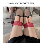 入谜 撞色蕾丝花边纯欲一体吊带丝袜长筒性感诱惑超薄款红边黑丝