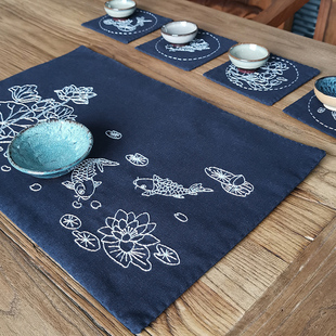 刺绣手工自绣diy初学者制作茶垫立体绣品杯垫，茶席打发时间材料包