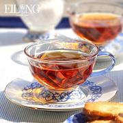 台湾宜龙晶艳青瓷玫瑰，耐热玻璃花茶杯碟组咖啡杯，套装奢华欧式优雅