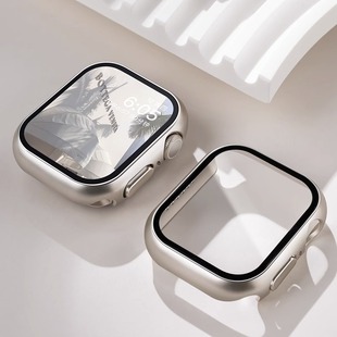 AppleWatch S9保护壳S8苹果iWatch8保护膜ultra2手表表壳9钢化膜S7表带7一体全包SE表套6代iphone保护套45mm